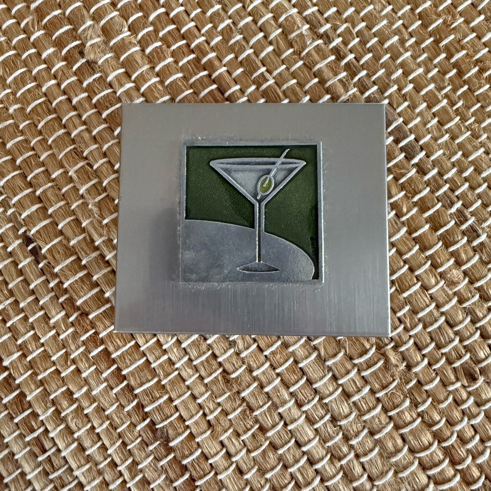 Retro Martini Cocktail Travel Trinket / Pill Case - Silver Tone